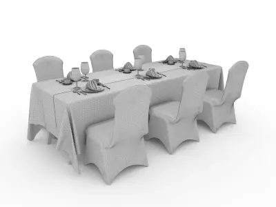 Banquet Table and Chair 110 3D model