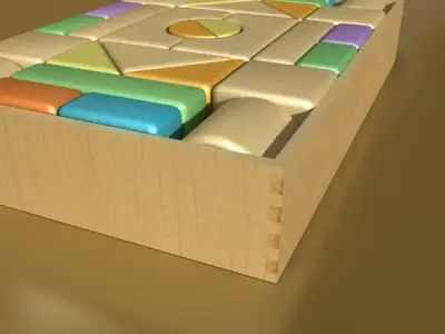 Wooden Toy Blocks 3D model