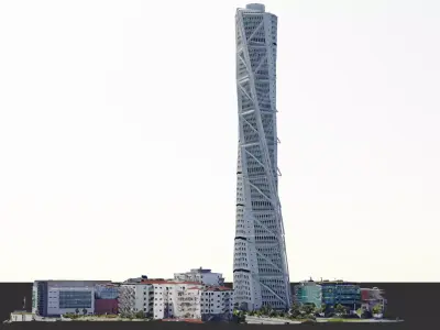 Turning Torso by Santiago Calatrava Low-poly 3D model