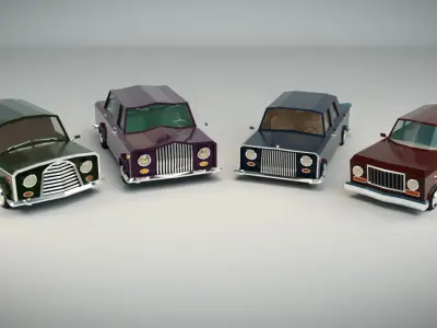 Low Poly Sedan Car Pack 02