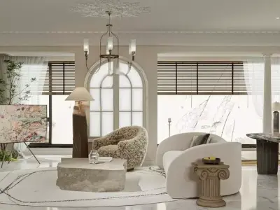 Livingroom and Kitchen 3D model