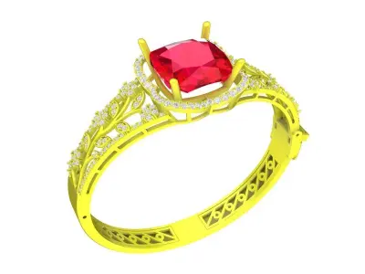 Elegant Cushion Halo Gemstone Ring for Fine Jewelry Design 7344 3D print model