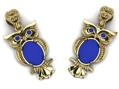 Jewelry Owl Pendant Gold Silver 3D print model
