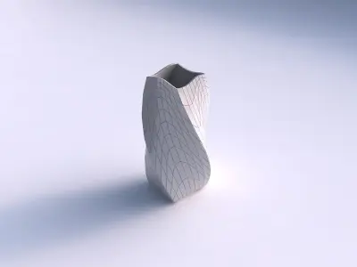 Vase twisted quadratic with wavy grid plates 3D print model