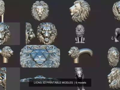  LIONS 3D PRINTABLE MODLES  3D Model Collection