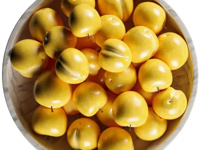 French Marble Bowl with Yellow Plums 3D model