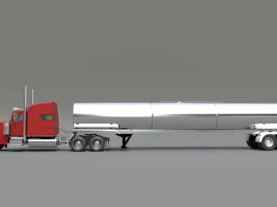 Red Peterbilt 389 truck at lowa 80 truck stop 3D model