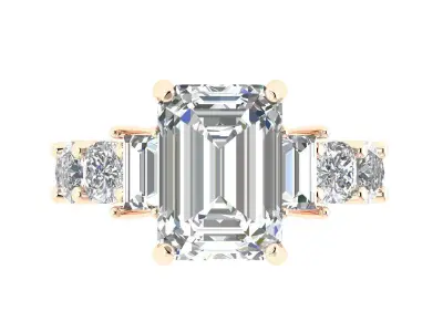 3 - stone Emerald Ring 3D print model