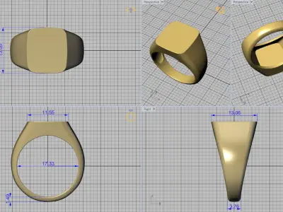 Signet ring collection 4rings PACKAGE 3D print model