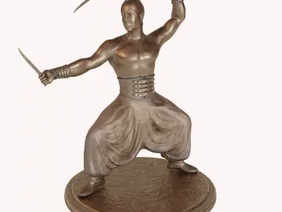 Cossack statue Low-poly 3D model