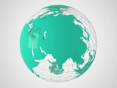 Globe News Skeleton Turquoise Color 3D model