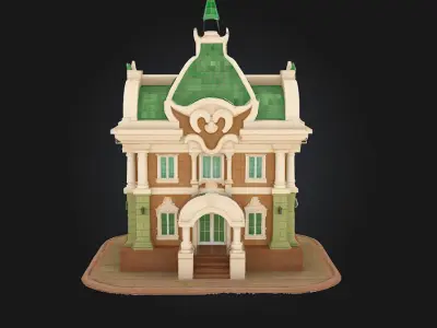 Bank Building Illustration 3D model