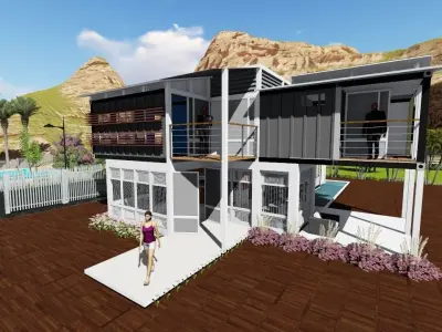 Desert resort made with Shipping containers   3D model