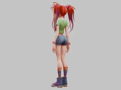 Female Full Body Game Character Model Low-poly 3D model