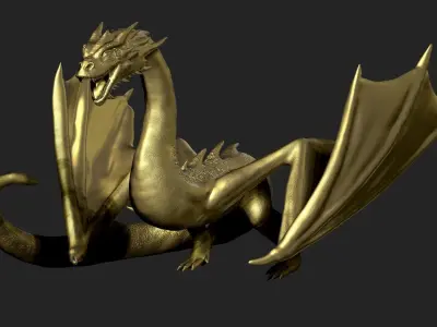 Dragon golden Low-poly 3D model