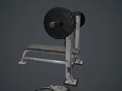 Weight Bench PBR Game Ready Low-poly 3D model