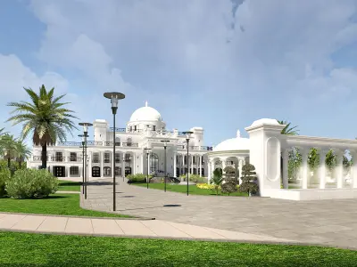 Grand Estate with Domed Roof 3D Model 3D model