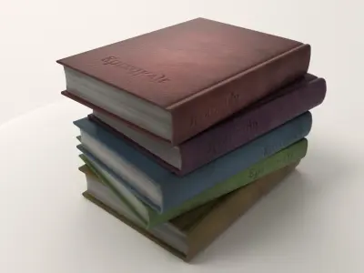 V Books four stacked Low-poly 3D model