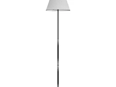 Classic style floor lamp with textile shade and wood decor 3D model