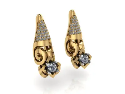 Engraving Ornamental Earring Ring Set 2424 3D print model