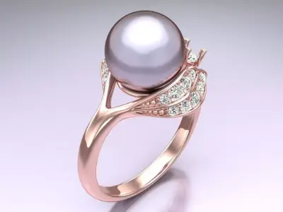 Pearl womens ring - GN191 3D print model