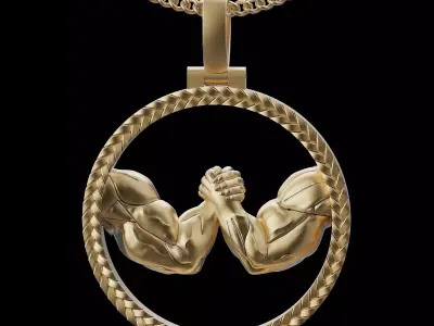 ARM WRESTLING  pendant silver gold jewelry printable 3D model 3D print model
