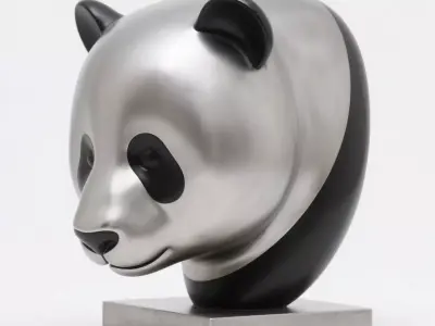 Panda head sculpture 3D print model