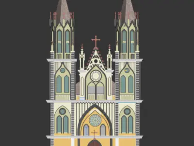 Realistic low poly Cathedral St Elizabeths Low-poly 3D model