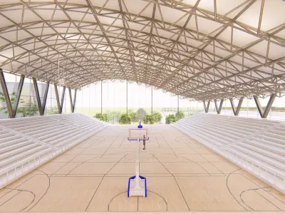Sports Complex with Basketball Courts - Swimming Pool and More 3D model