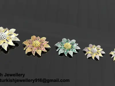 Sun Flower Locket set and Ring 3D model