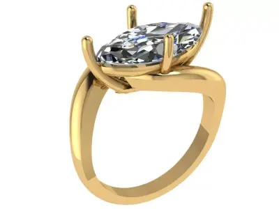 marquise solitaire criss cross shank  holding stone  3D print model