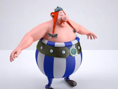 Obelix Low Poly with 4k Texture and Displacement map  Low-poly 3D model