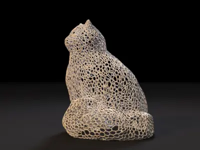 Fluffy cat 3D print model