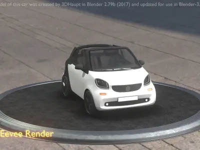 City Car 23 Small Convertible Open Type-E White  Low-poly 3D model