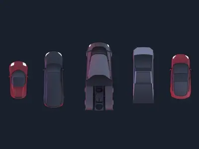 Cartoon Low Poly Tesla Electric Cars Pack Low-poly 3D model