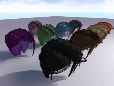 Hair Shader System for Unreal Engine 4 plus Hair Strand Designer Low-poly 3D model