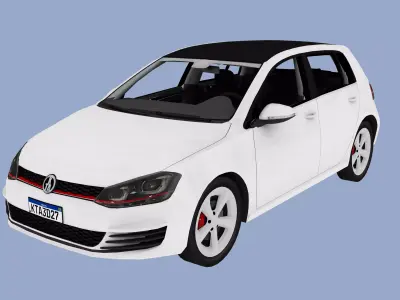 VW GOLF GTI 2014 Low-poly 3D model