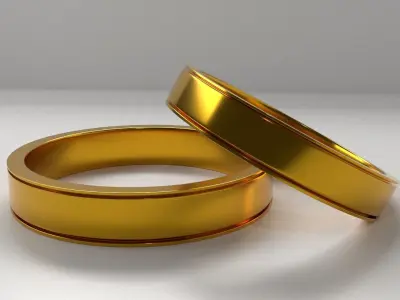 Couple Gold Ring 3D model