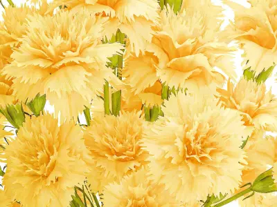 Realistic bouquet yellow flowers carnation vase decor new 3D model