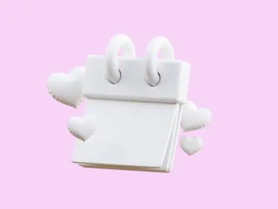 Cartoon Valentine Date 3D Illustration Low-poly 3D model