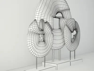 Teak Wood Table Top Decoration 3D model