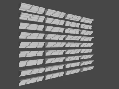 Roof cornise moulding set 3D model
