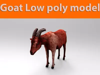 3D Red Goat low poly Model  Low-poly 3D model