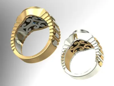 simple semirolex theme ring - two sizes  3D print model