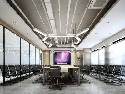 3D Meeting Room Office Scene - Modular Customizable Low-poly 3D model