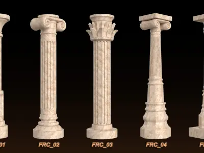 25 Roman column 3D Model Basemesh Low-poly 3D model
