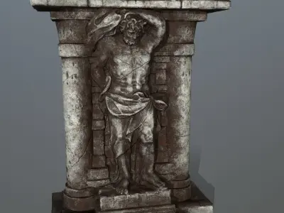 statue 2 stone column Low-poly 3D model