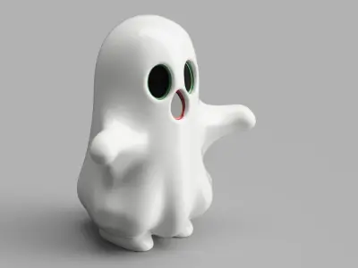 Cute Cartoon Ghost Free 3D print model