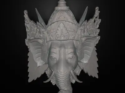 Ganesha Wooden Head 3D print model