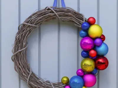 Wreath Collection christmas with pine cones and gold ornaments 3D model